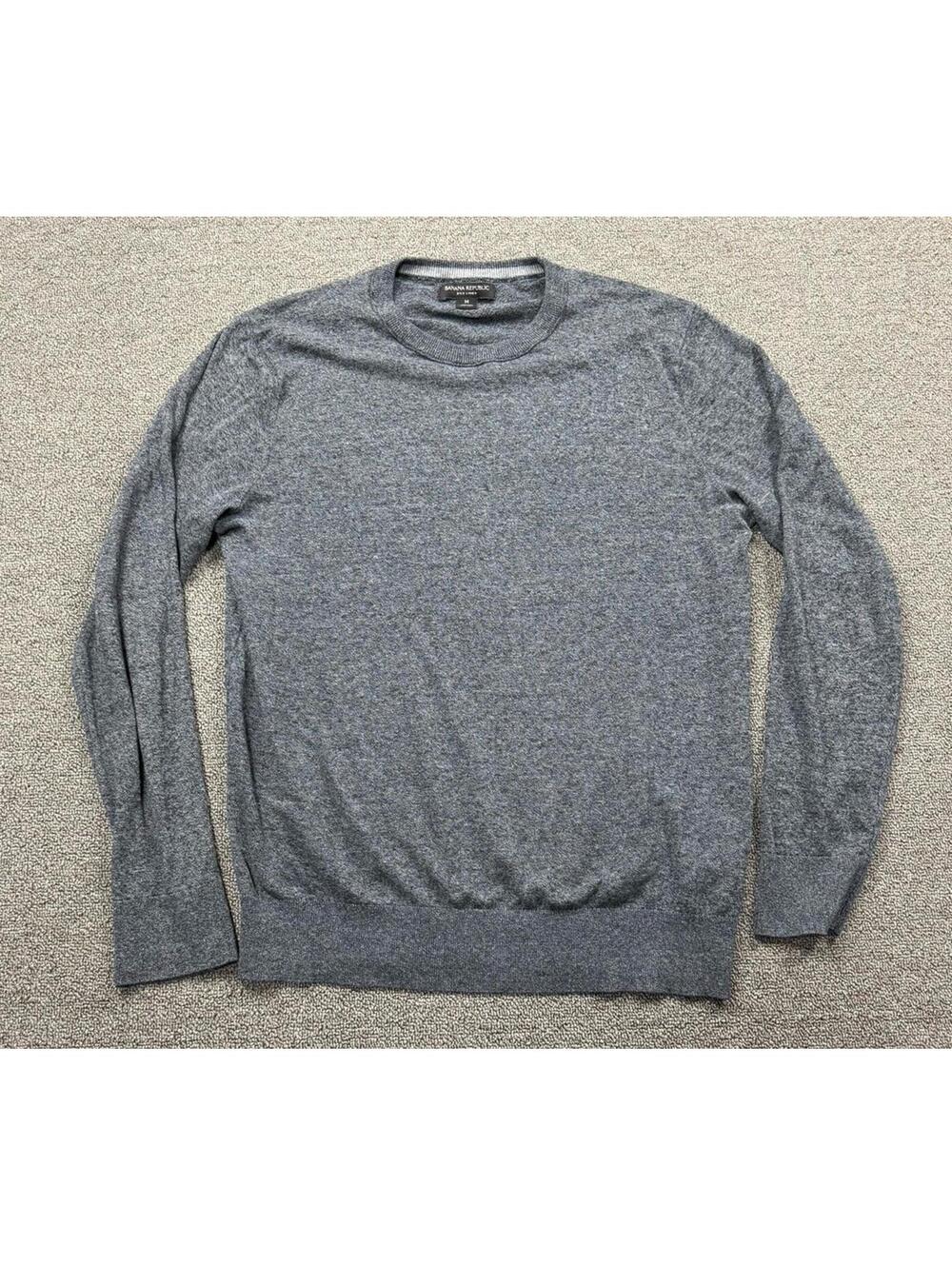 Banana Republic Men's M Silk Linen‎ Pullover Sweater Gray Quiet Luxury Office